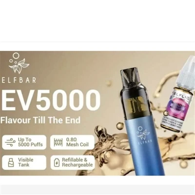 ELFBAR Buyuk Britaniyada to'ldiriladigan elektron sigaret EV5000 ni sotuvga c...