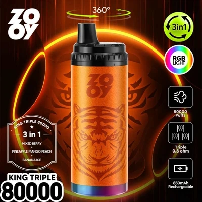 ZOOY KING 3-in-1 80000 Puff bir martalik E-sigaret: Yuqori sig‘imli, ko‘p ta'...