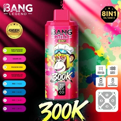 Bang Legend 300000: Yangi E-sigaret tajribasini oching, 300 000 puff sof baxt...