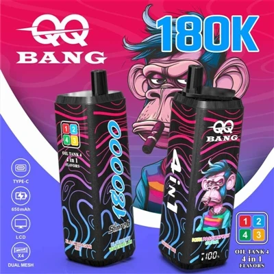 QQ BANG 180K – Ko‘p ta’mli bir marta ishlatiladigan elektron sigaretlarning y...