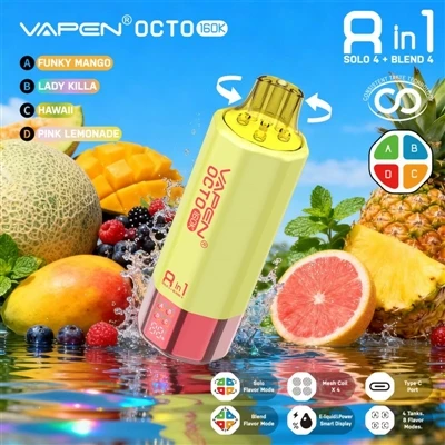 Vapen Octo 160K Puffs 8-in-1: Bir nechta lazzatlar endi hiyla emas, balki kun...