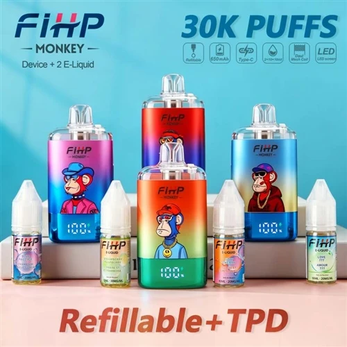 FIHP MONKEY 30K qayta toʻldiriladigan vape: uzoq batareya quvvati va qulaylik...